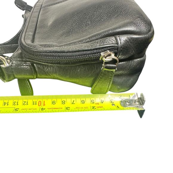 Vintage Fossil Black Leather Crossbody Bag Small Zip Pocket Pebbled Purse - Picture 4 of 9